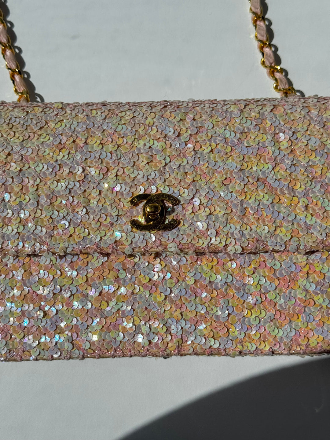 Chanel 1992 Medium Pink Sequin Flap Bag