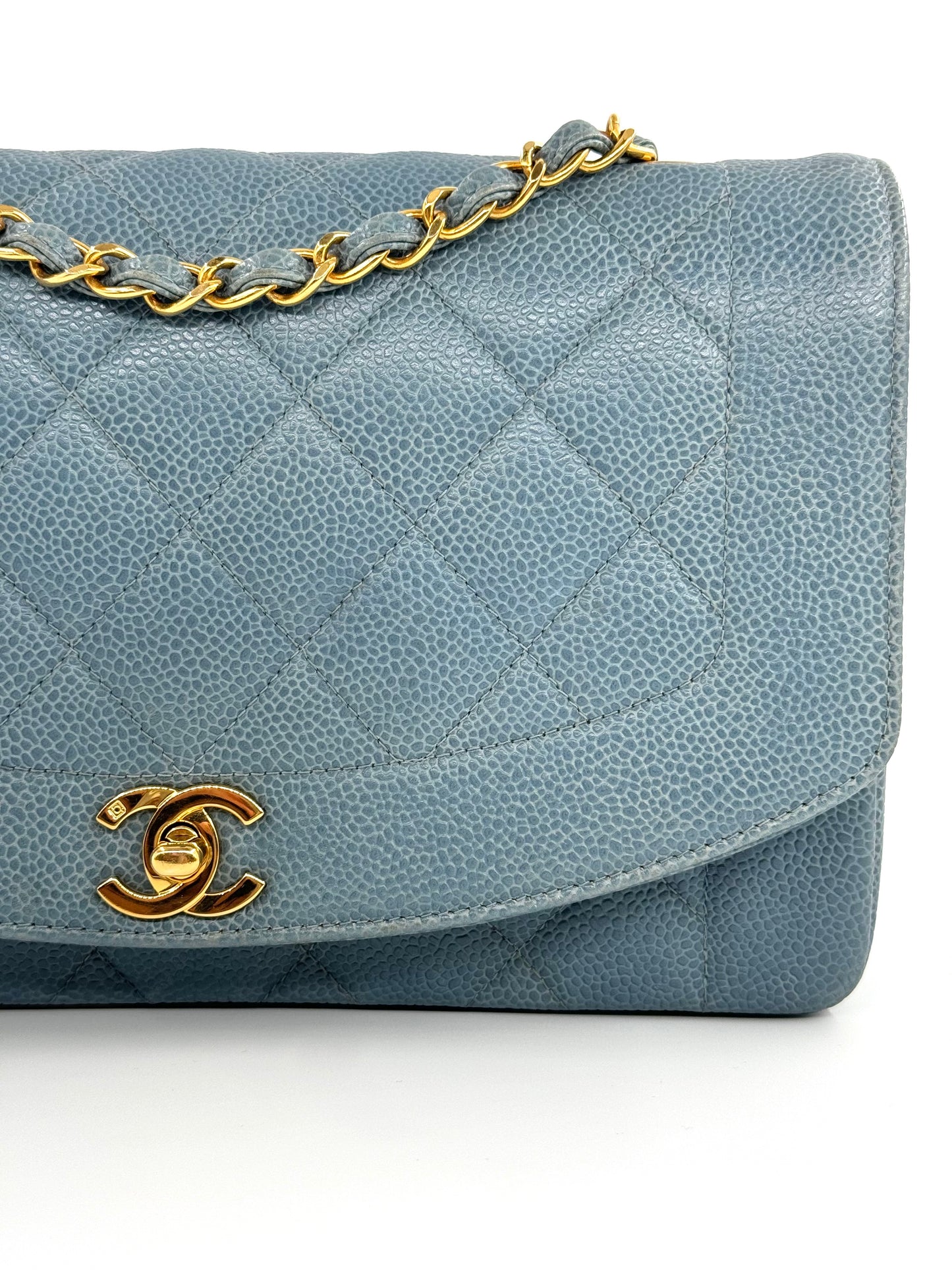 Chanel Baby Blue 24K Medium Caviar Diana Flap Bag