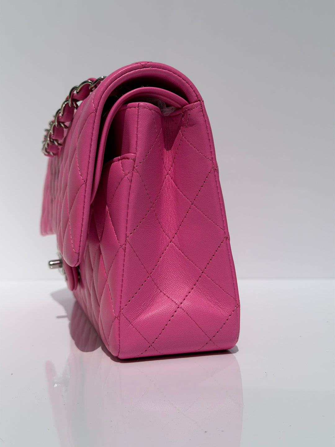 Chanel 21S Medium Classic Flap Lambskin Pink Silver Hardware