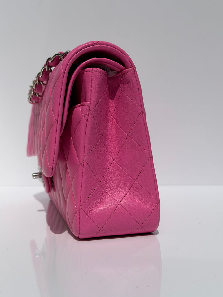 Chanel 21S Medium Classic Flap Lambskin Pink Silver Hardware