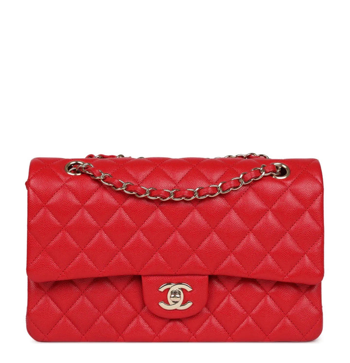 Chanel Medium Classic Double Flap Caviar Red Light Gold Hardware 2021