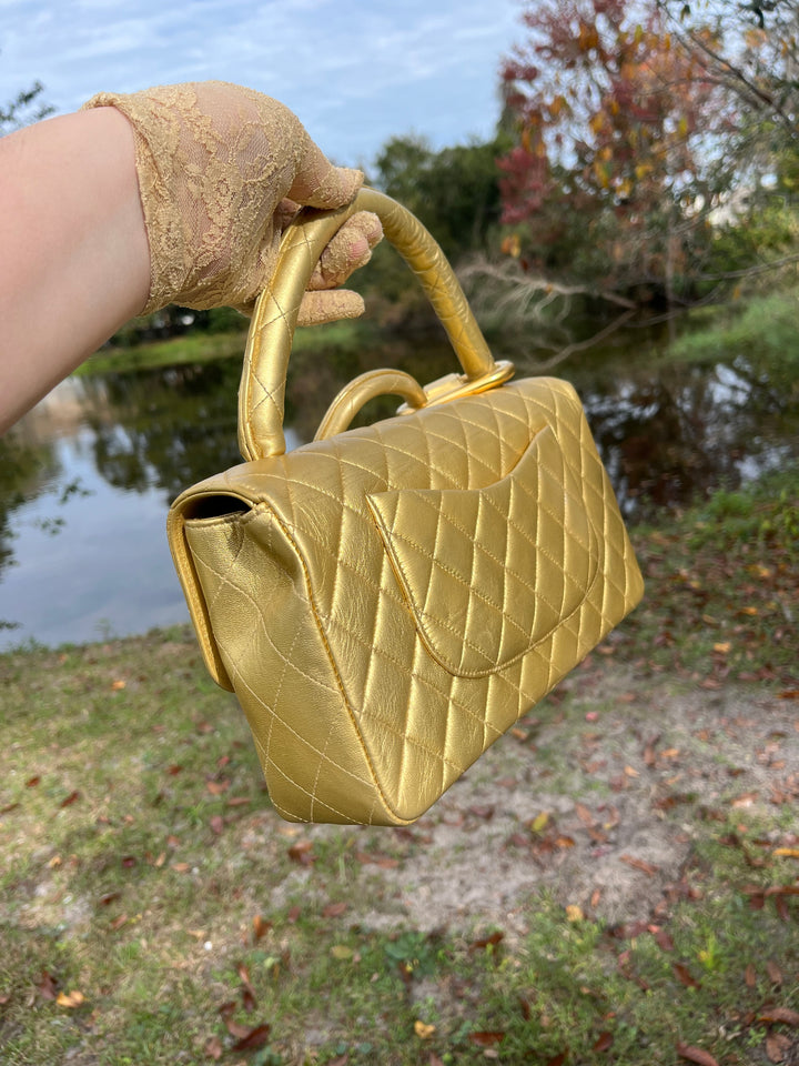 Chanel Vintage Kelly Parent & Child Metallic Lambskin Set