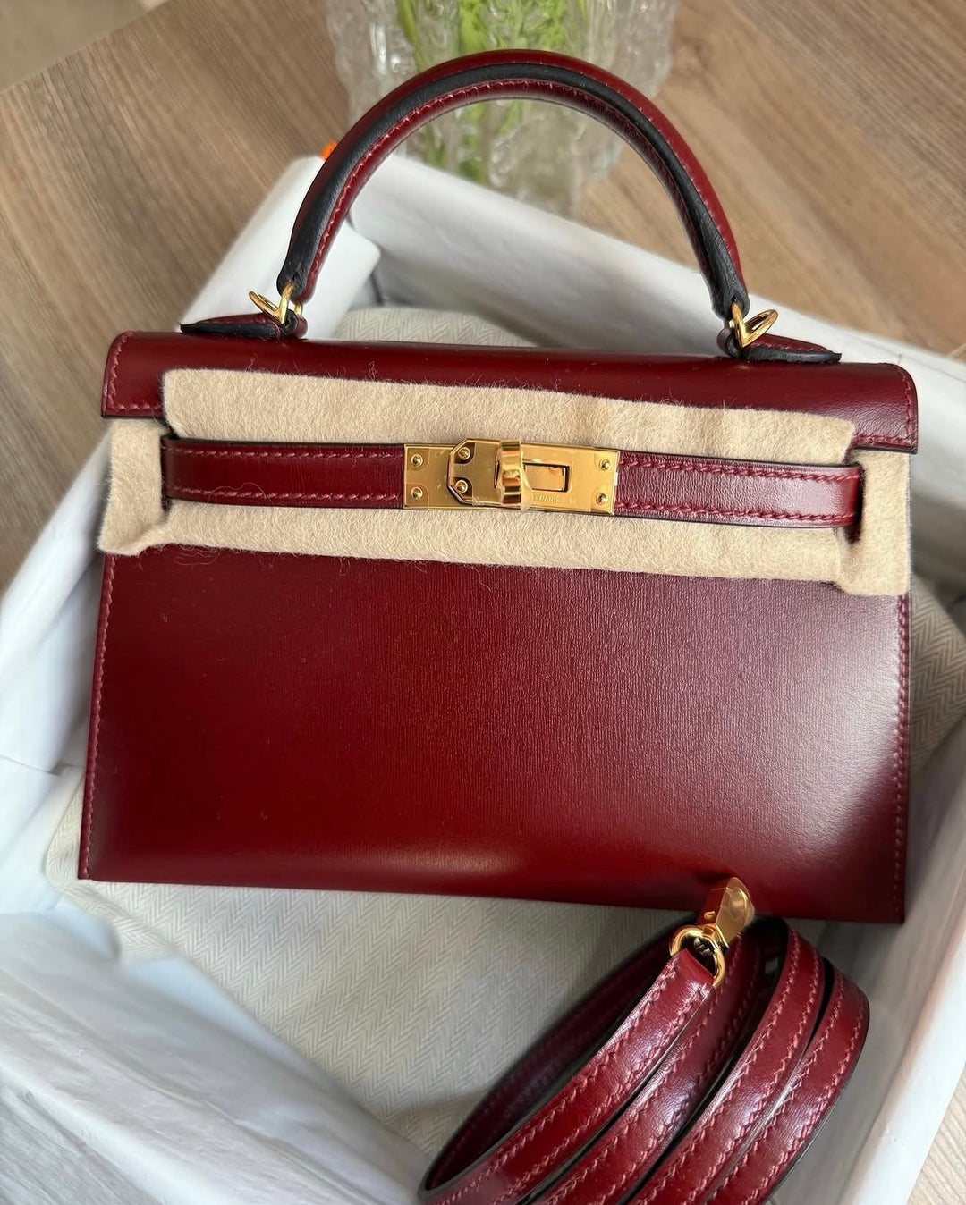 Hermès Mini Kelly Sellier 20 Rouge H Box Calf Leather Gold Hardware 2025