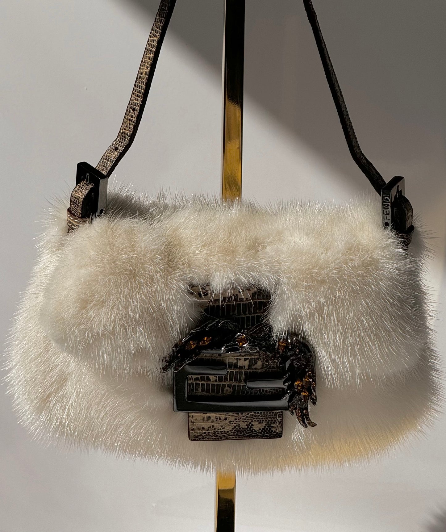 Fendi Mini Mink Fur Embellished Baguette