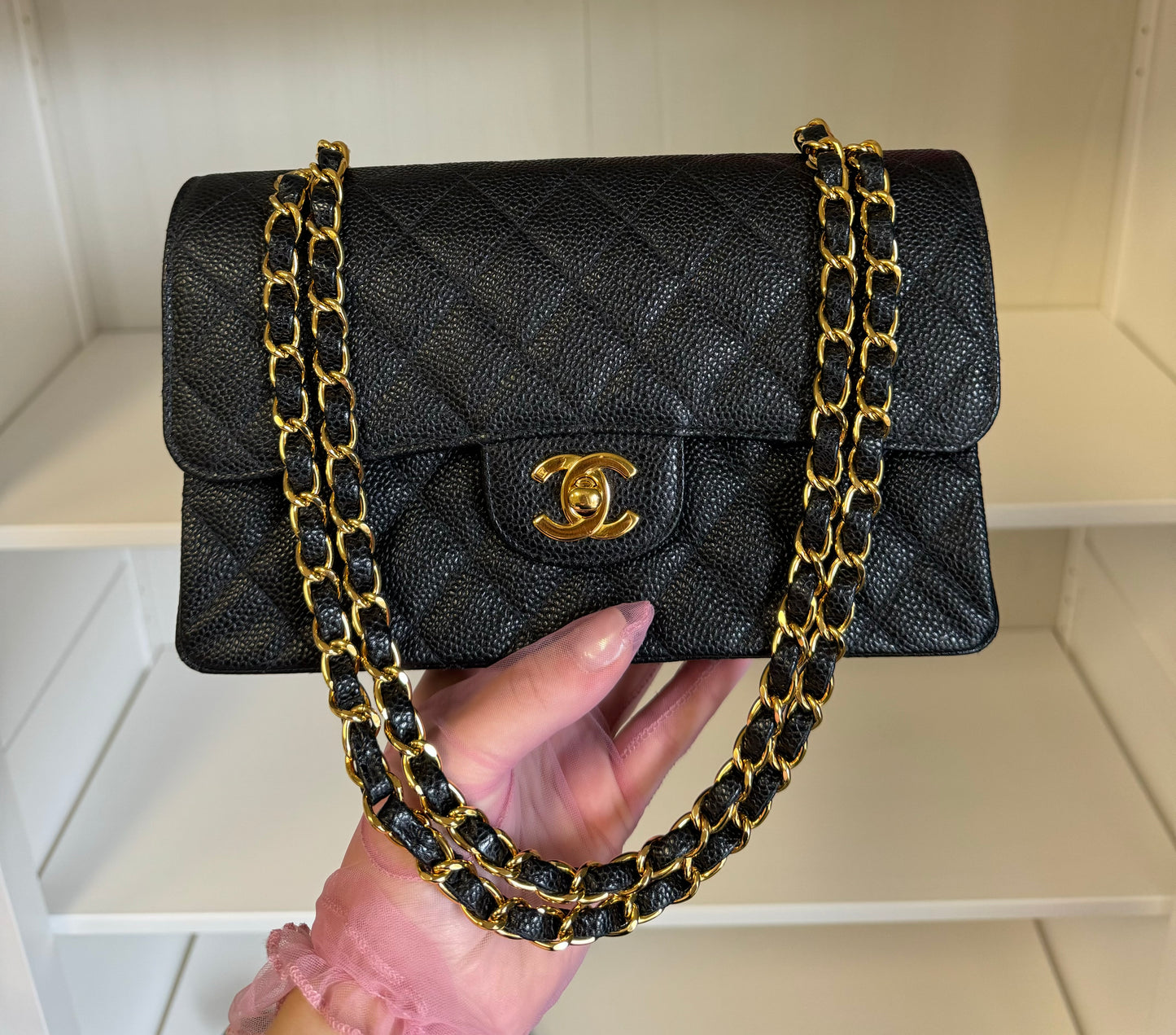 Chanel 6 Series Black Small Vintage Caviar Classic Flap Bag