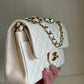 Chanel White Small Caviar Classic Flap Bag