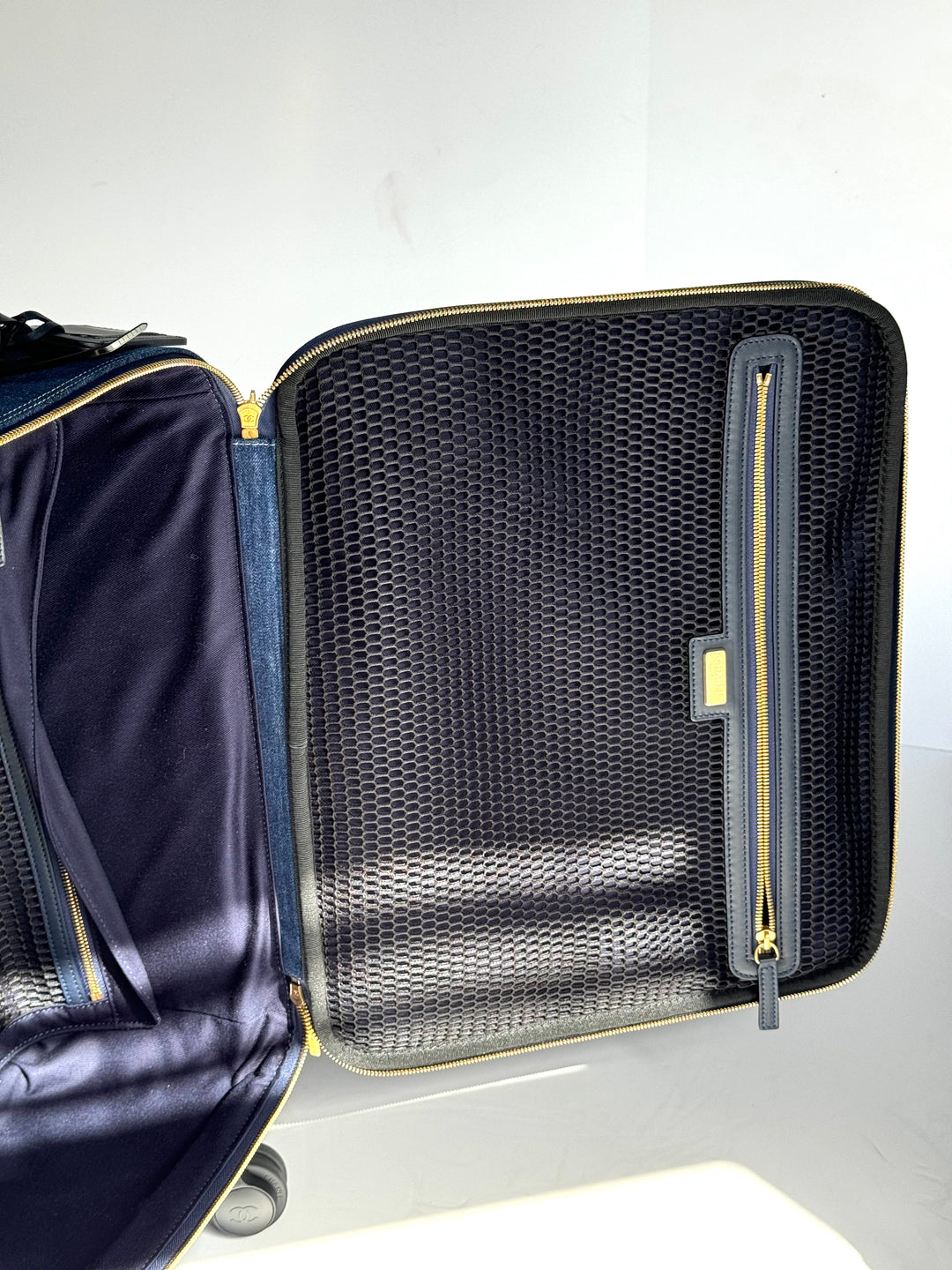 Chanel 20C Blue Quilted Denim & Leather Trolly