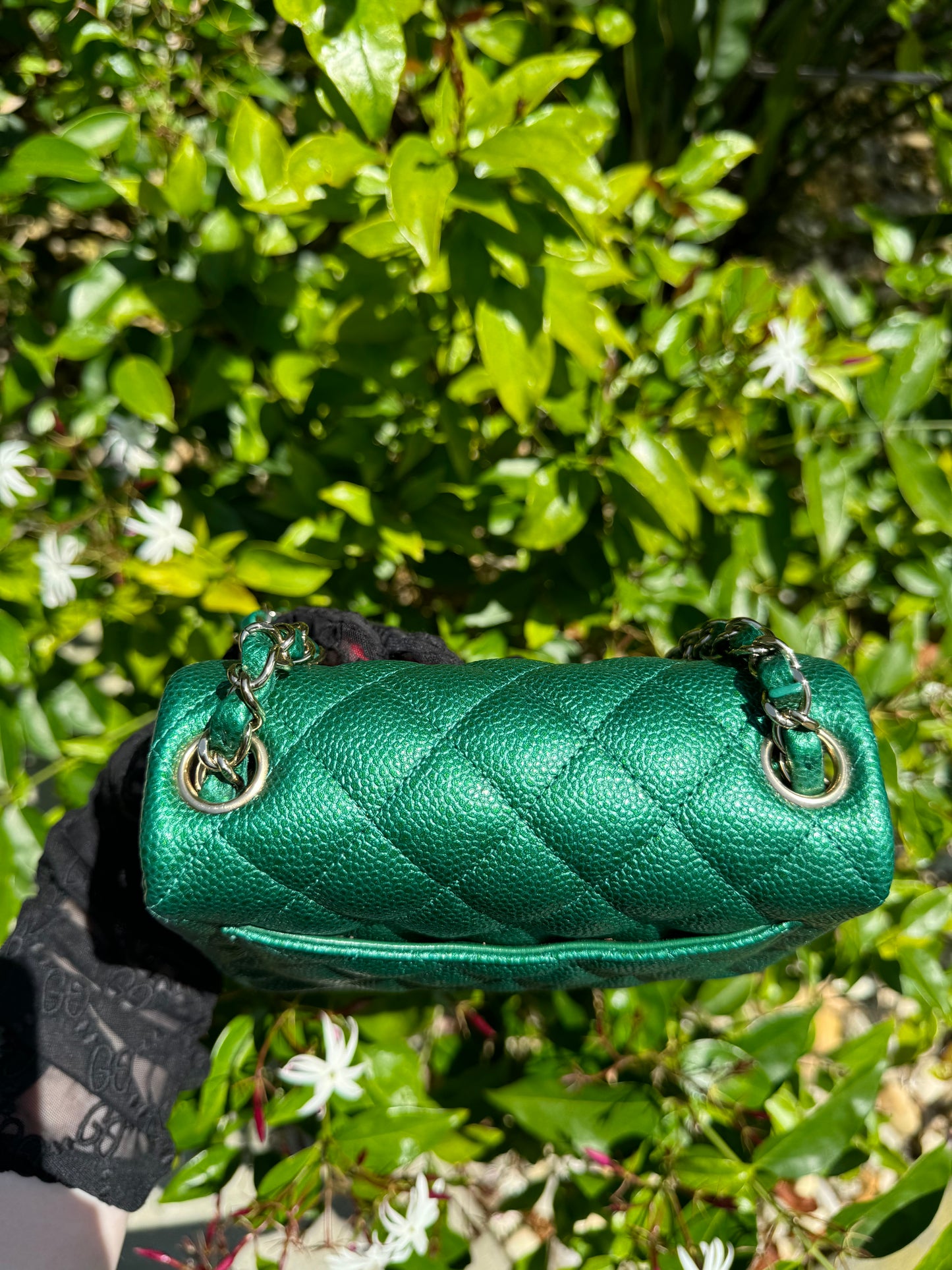 Chanel 18S Emerald Green Mini Square Caviar Flap Bag