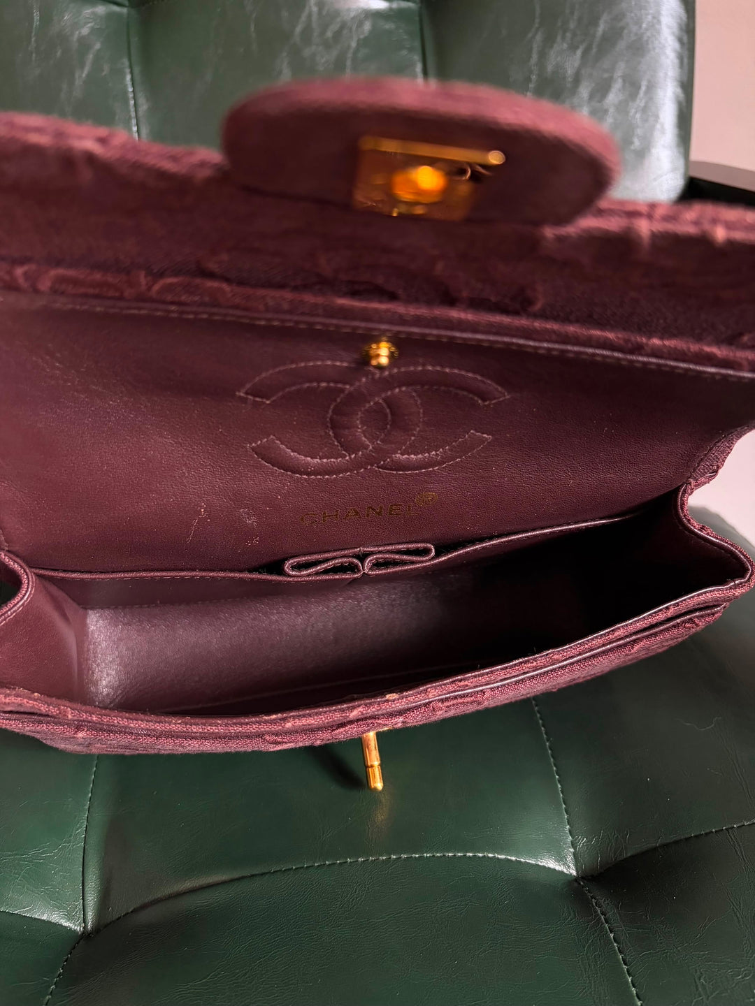 Chanel Classic Flap Small Camellia Burgundy 24K Gold Hardware 1997