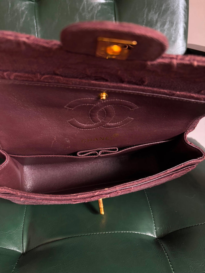 Chanel Classic Flap Small Camellia Burgundy 24K Gold Hardware 1997