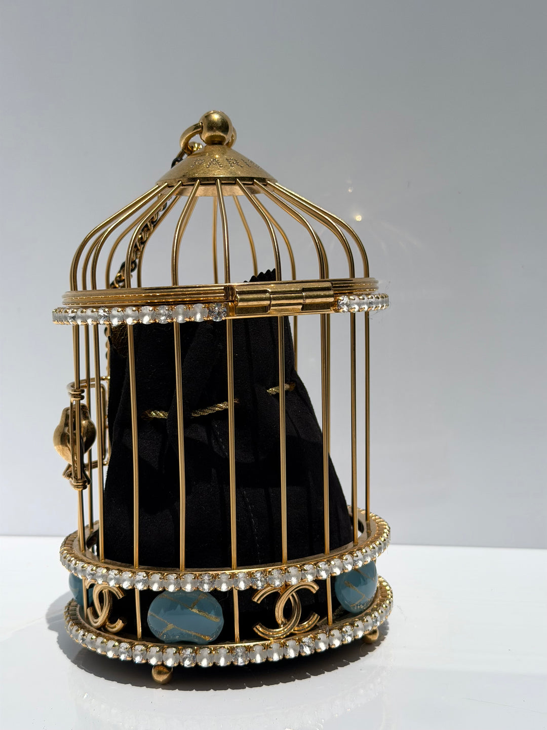 Chanel Bird Cage Minaudière Gold Lambskin Strass Enamel Gold Hardware 2020