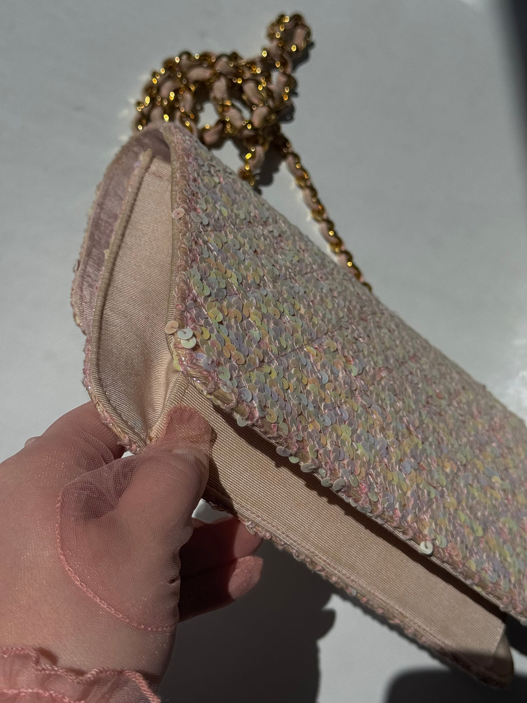 Chanel 1992 Medium Pink Sequin Flap Bag