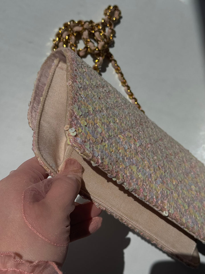 Chanel 1992 Medium Pink Sequin Flap Bag