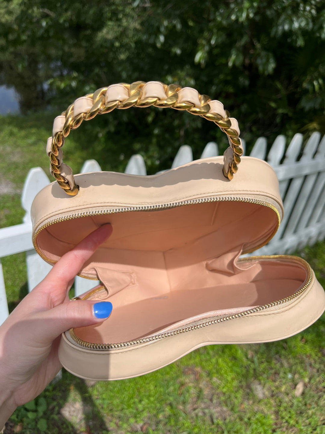 Chanel 1995 CC Beige Heart Vanity Bag