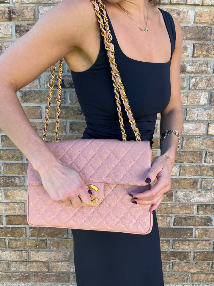 Chanel RARE Vintage Sakura Pink Caviar Jumbo