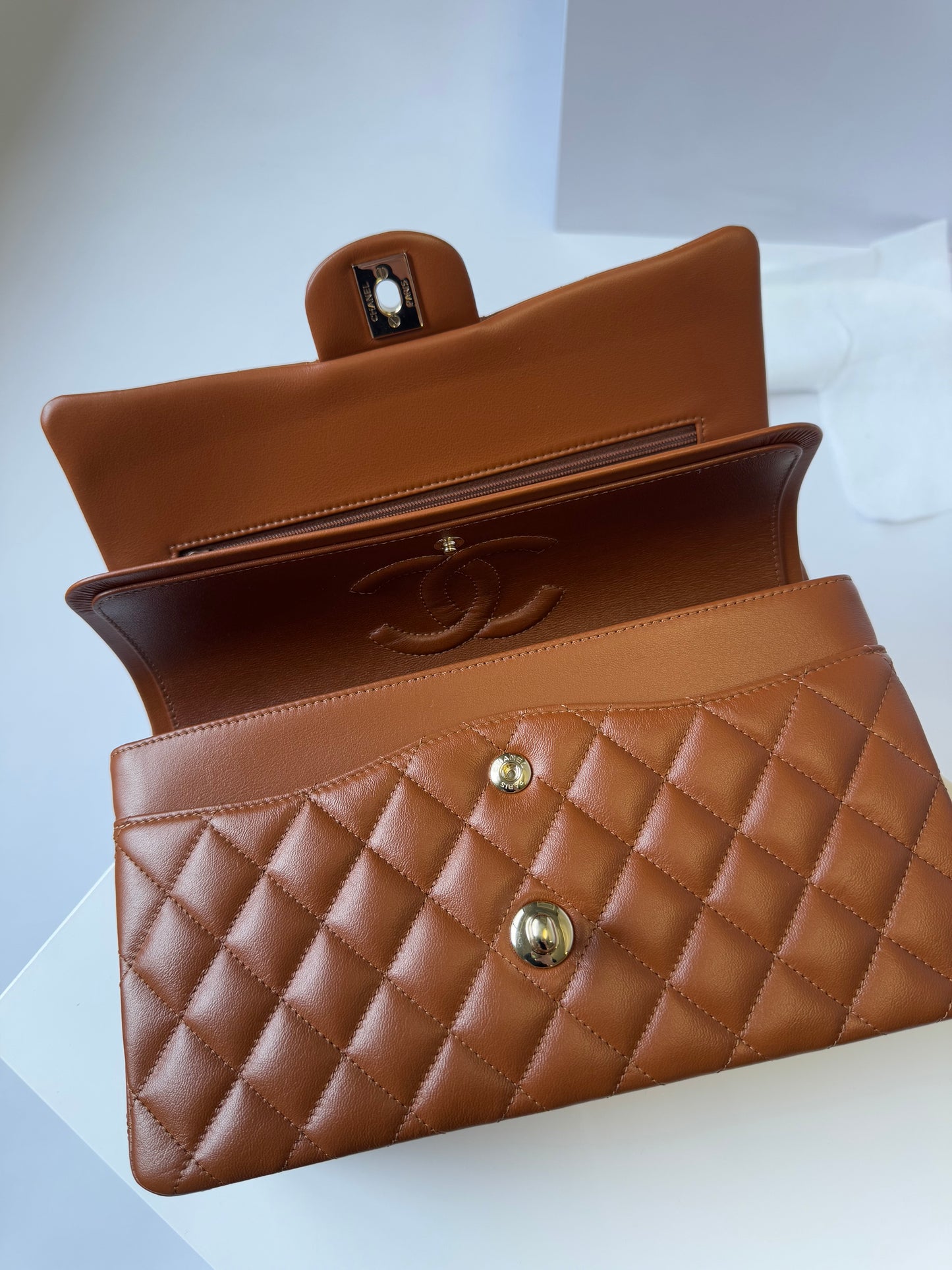 Chanel 21P Caramel Medium Lambskin Flap Bag