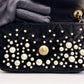 Chanel Black Velvet Mini Pearl Flap Bag