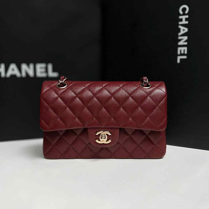 Chanel 19b Burgundy Small Caviar Classic Flap