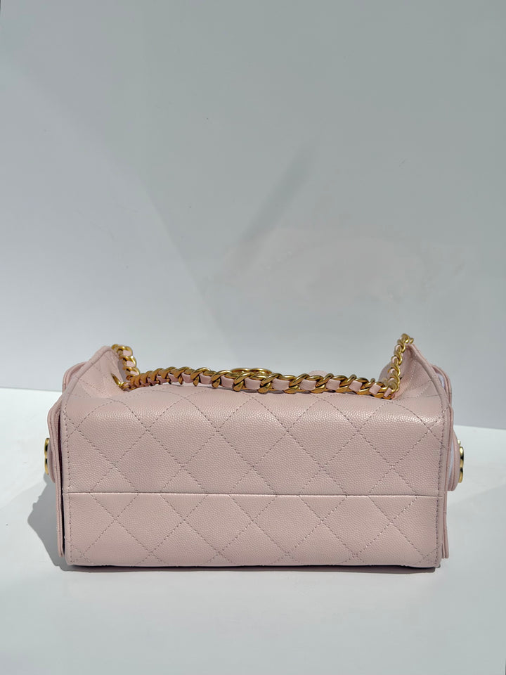 Chanel Mini 25 Hobo Bag Caviar Leather Mauve Pink Antique Gold Hardware 2026