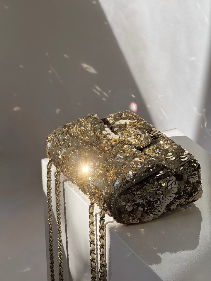 Chanel Cruise 2024/25 Gold Sequins Mini Flap Bag