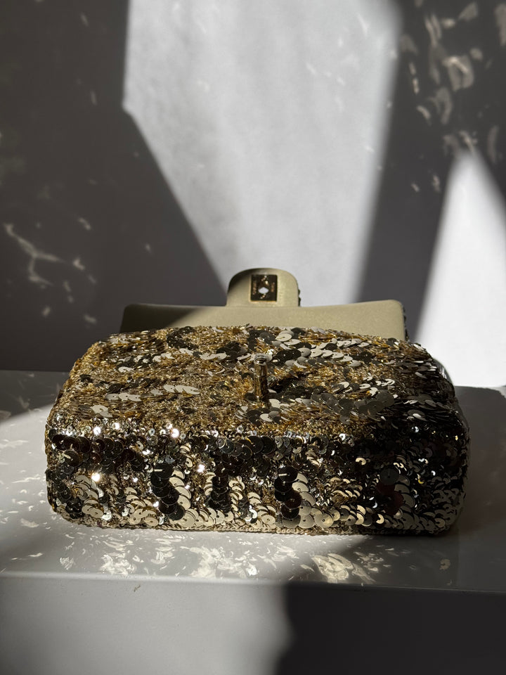 Chanel Cruise 2024/25 Gold Sequins Mini Flap Bag