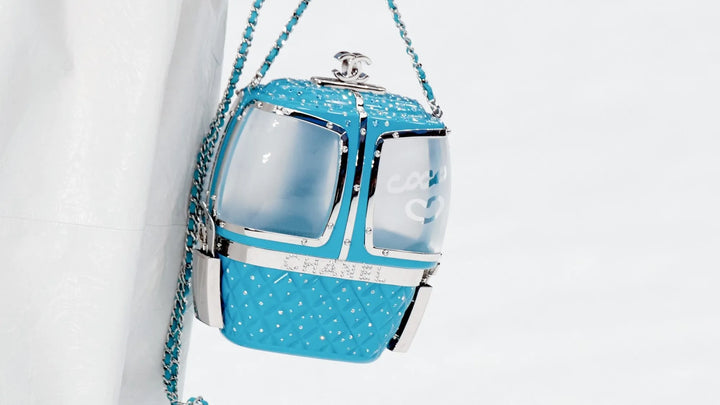 Chanel Ski Gondola Swarovski Minaudière Blue Silver Hardware 2019