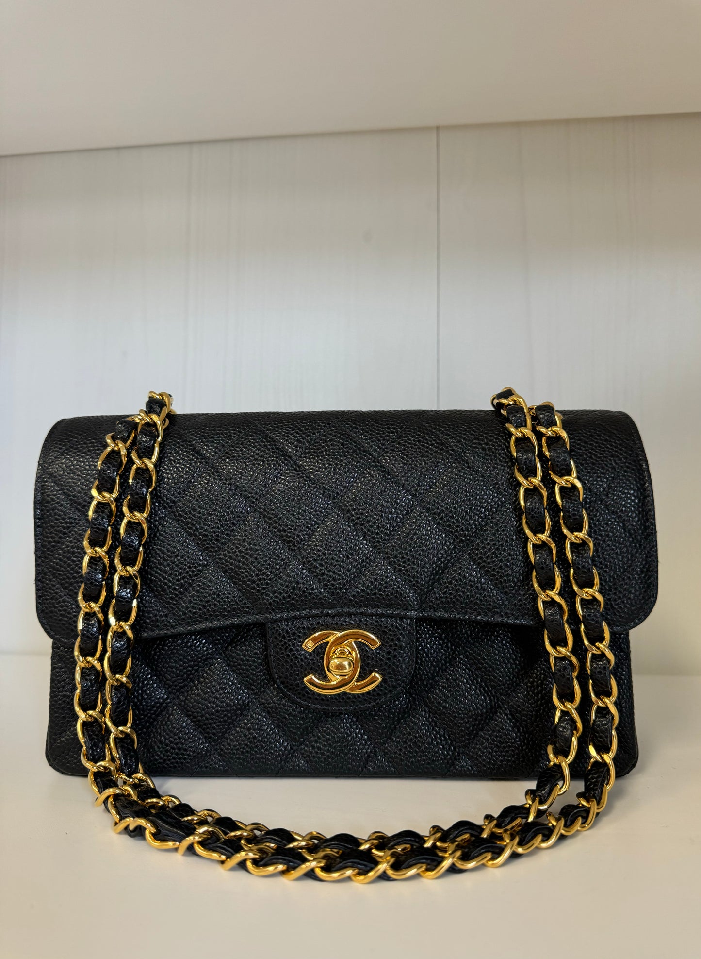 Chanel 6 Series Black Small Vintage Caviar Classic Flap Bag