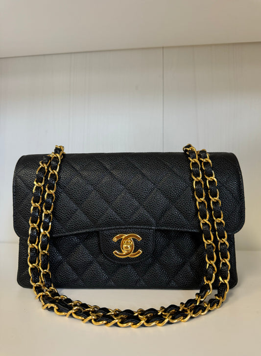 Chanel 6 Series Black Small Vintage Caviar Classic Flap Bag