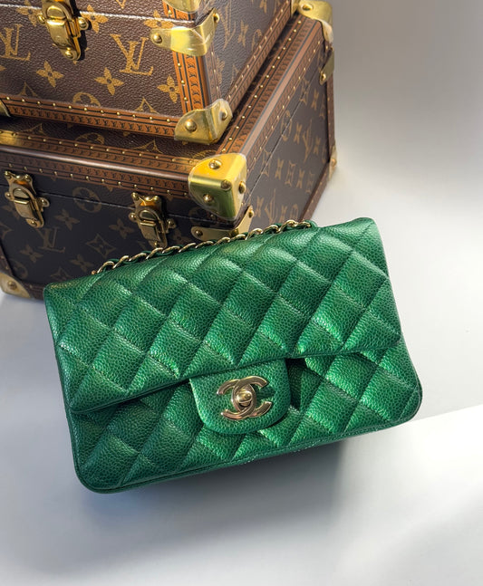 Chanel 18S Emerald Green Caviar Mini Flap Bag