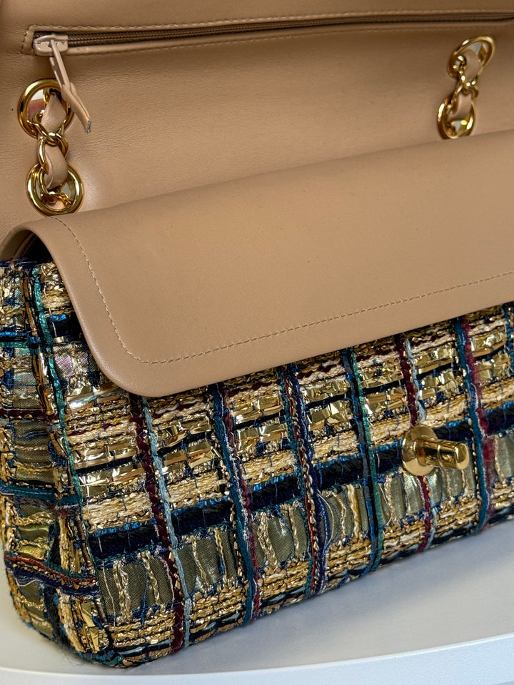 Chanel Medium Egyptian Tweed Flap Bag Gold Hardware 19A
