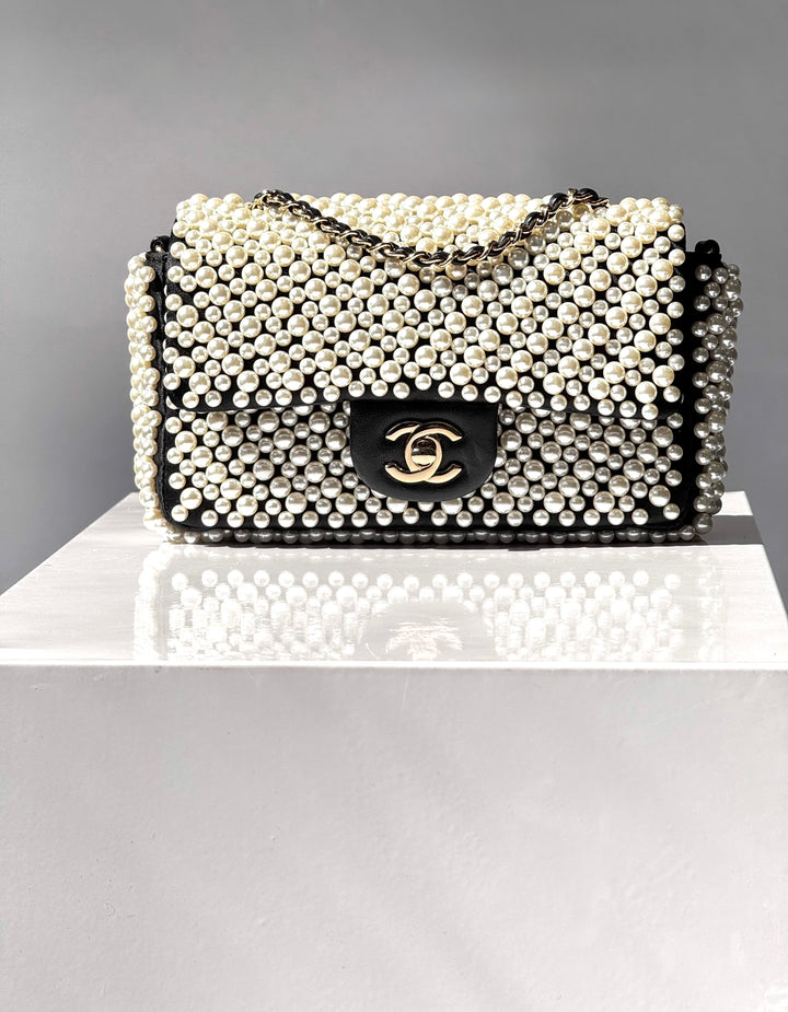 Chanel 19S Pearl Embellished Mini Rectangular Flap Bag