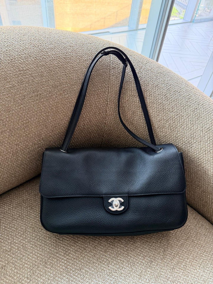 Chanel Maxi 32 Flap Bag Black Souplissimo Grained Calfskin Silver Tone Hardware 2026