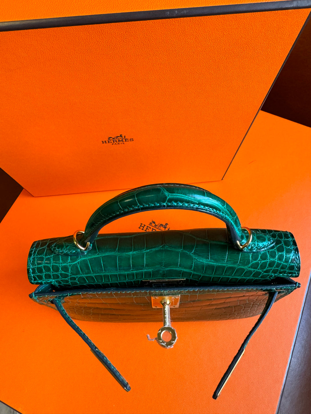 Hermes Emerald Alligator Mini Kelly