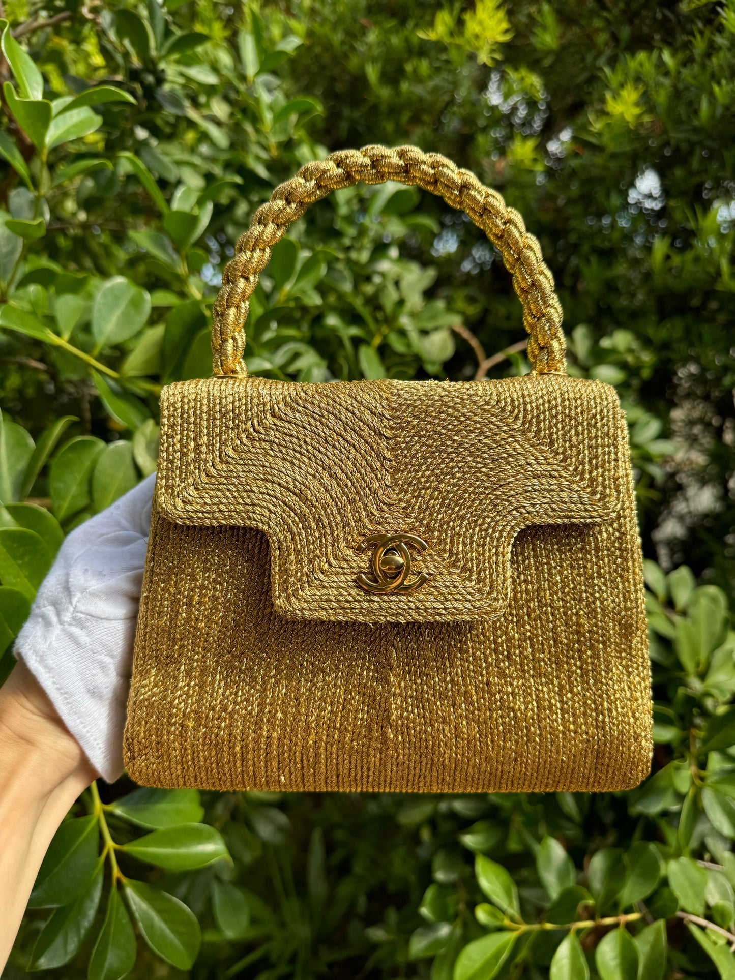 Chanel 1997 Silk Rope Gold Mini Top Handle