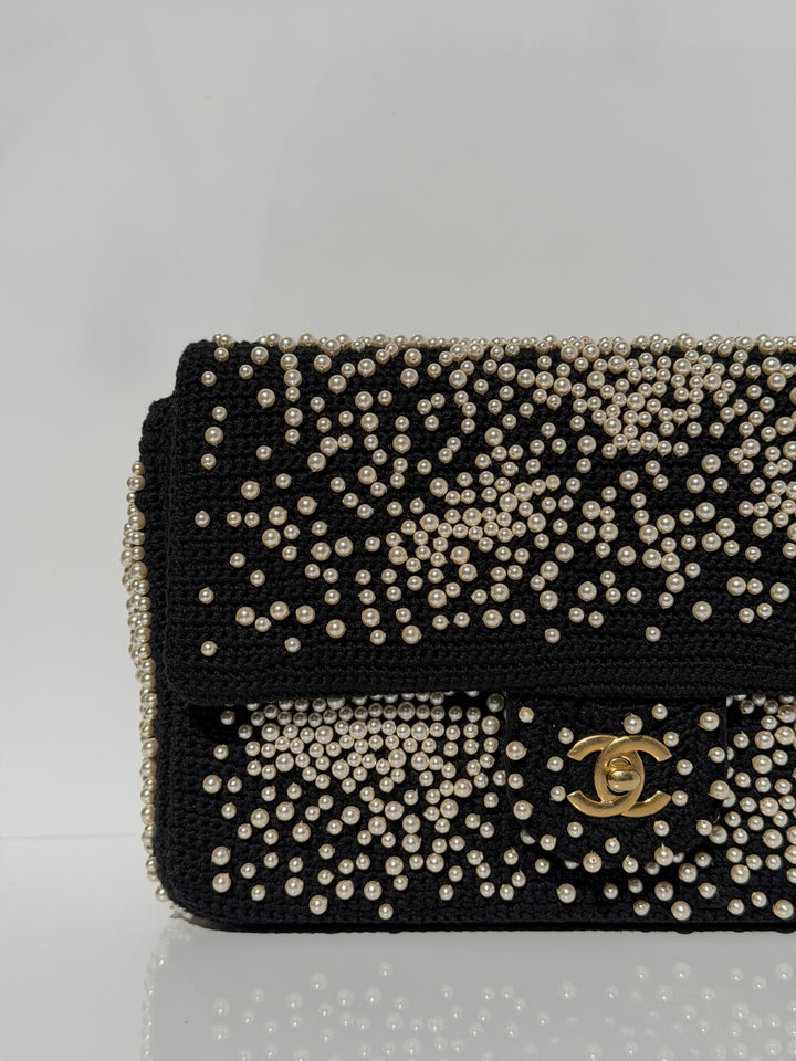 Chanel 17C Medium Flap Bag Pearl Embellished Gold Hardware 2017