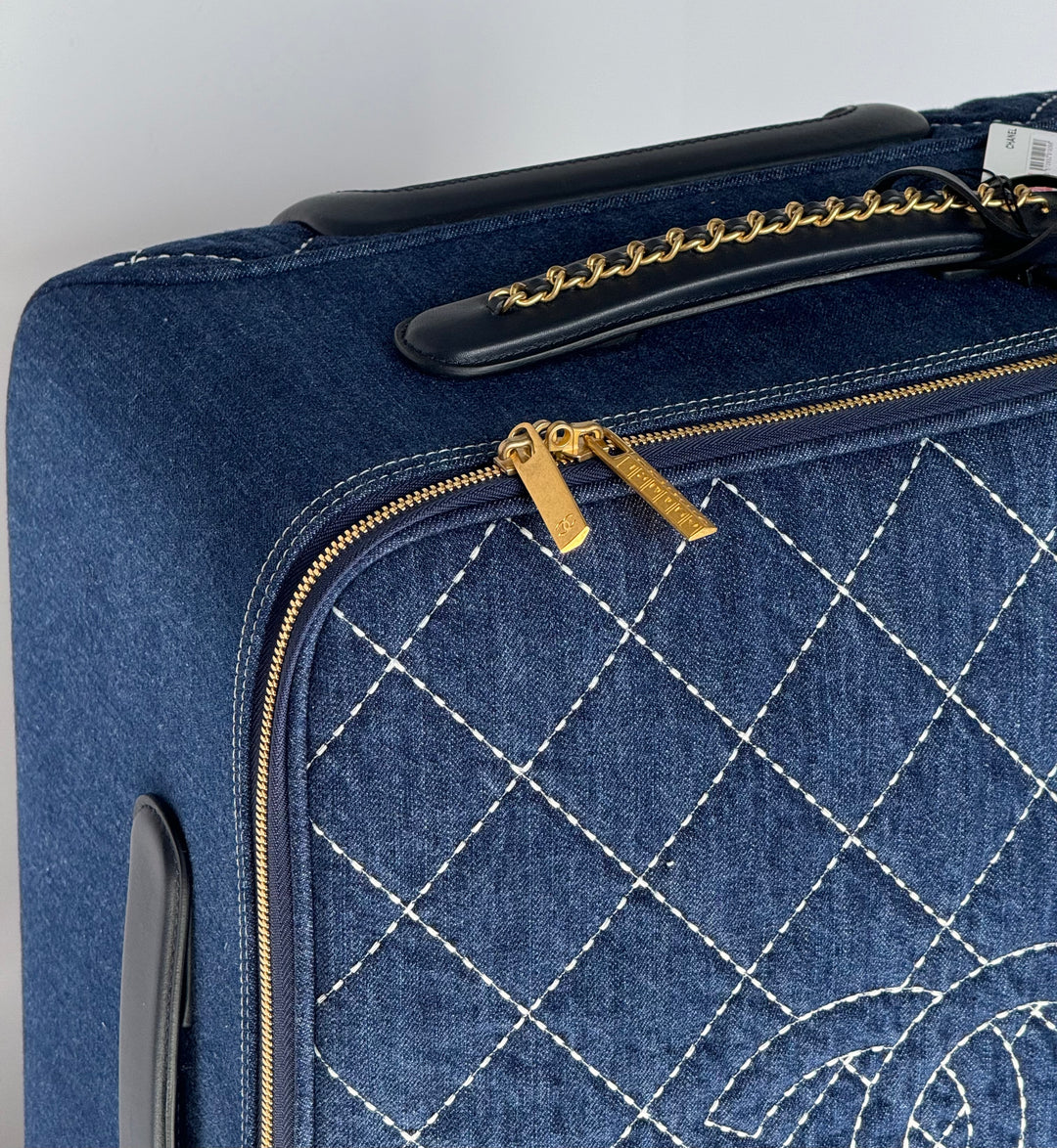 Chanel 20C Blue Quilted Denim & Leather Trolly