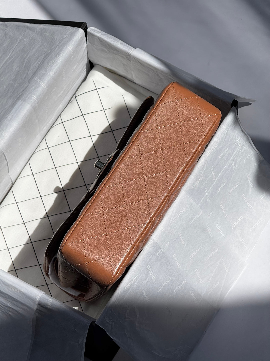 Chanel 22S Small Caramel Lambskin Classic Flap Bag + LGHW