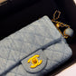 Chanel Denim Quilted Mini Pearl Crush Crossbody Bag