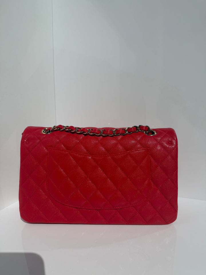 Chanel Medium Classic Double Flap Caviar Red Light Gold Hardware 2021