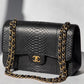 Chanel Jumbo Black Python Double Flap