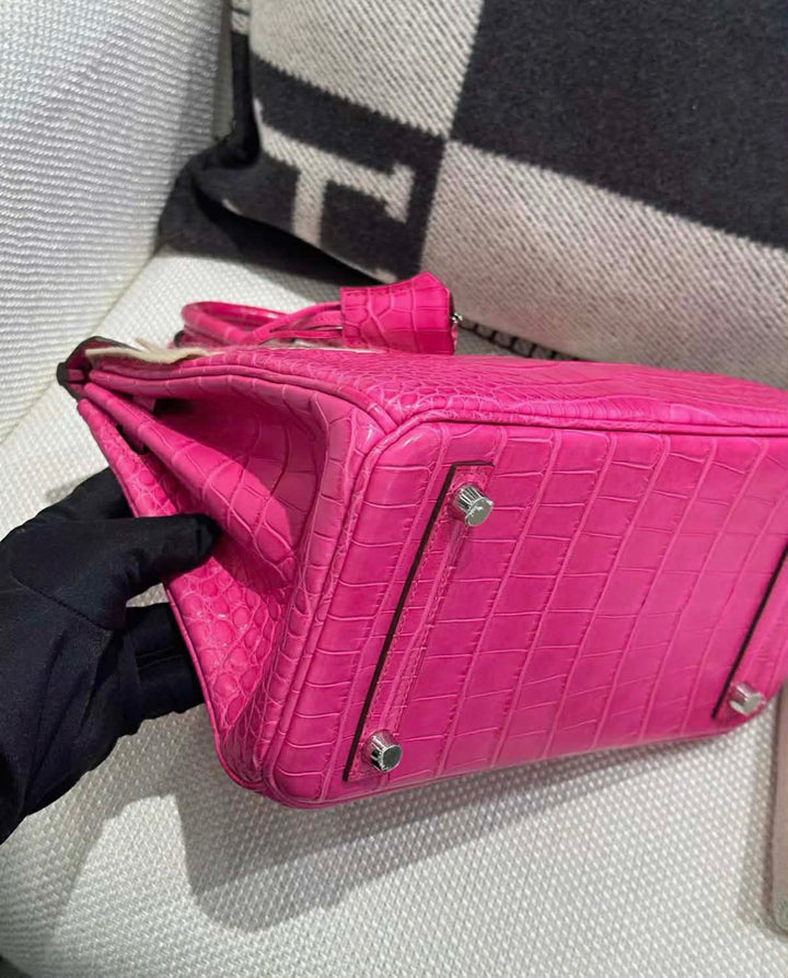 Hermès Birkin 25 Matte Alligator Rose Shocking Palladium Hardware