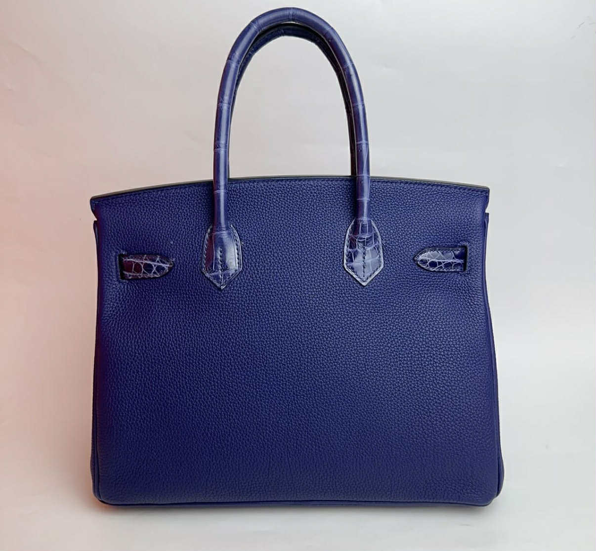 Hermes Bleu Encre Togo and Niloticus Birkin 30