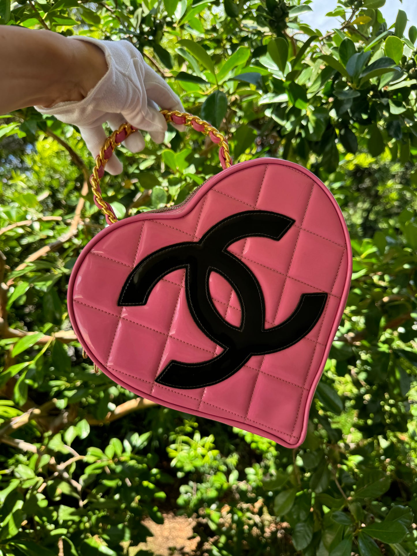 Chanel 1995 CC Pink Heart Vanity Bag