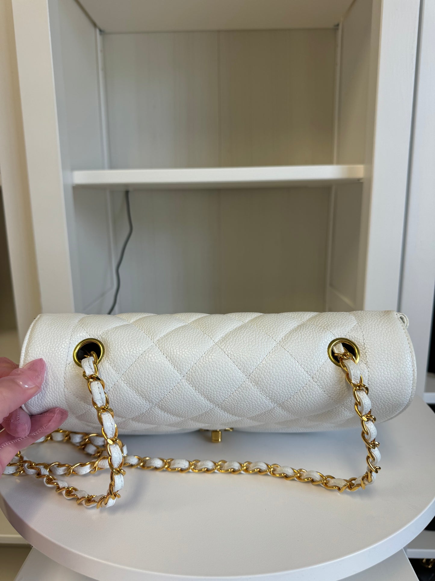 Chanel Snow White 24K Medium Caviar Diana Flap Bag