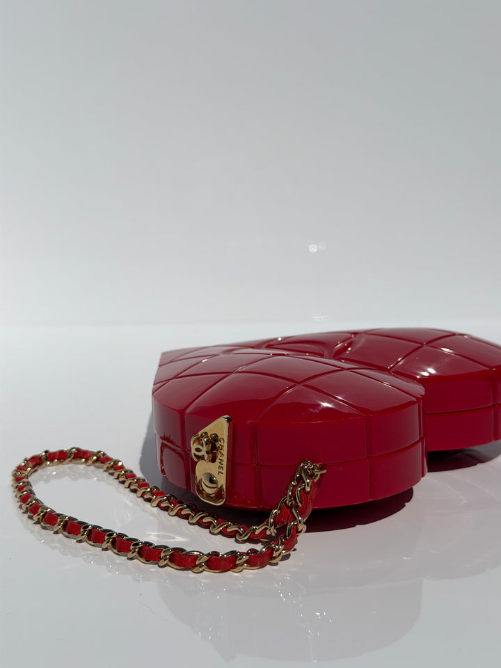 Chanel Heart Minaudiere Lucite Red Gold Hardware 2002