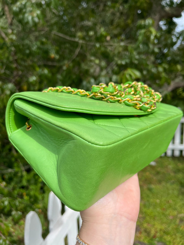 Chanel Rare Green Vintage Medium Lambskin Diana Flap Bag