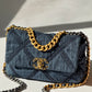 Chanel Small Navy Quilted Denim 19 Flap Bag