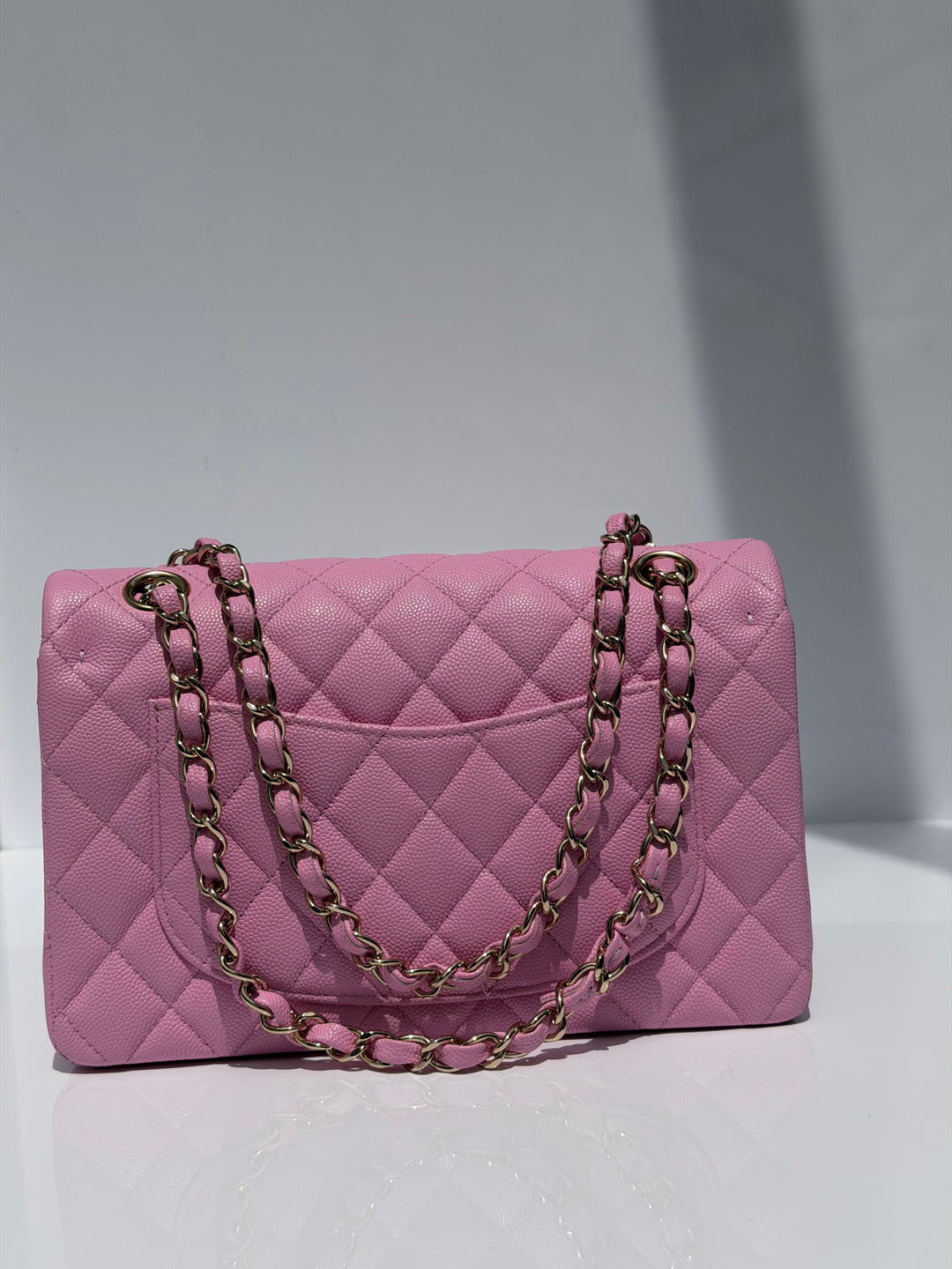 Chanel Small Classic Double Flap Caviar Pink Light Gold Hardware 2023