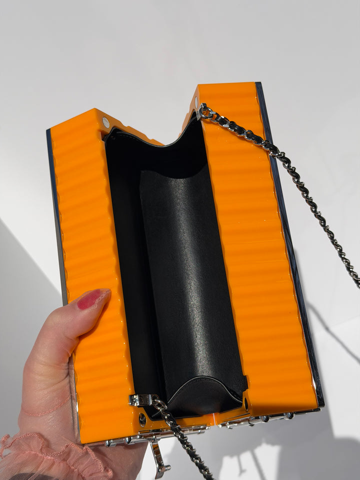 Chanel Shipping Container Bag Lucite Yellow Silver Hardware 2018