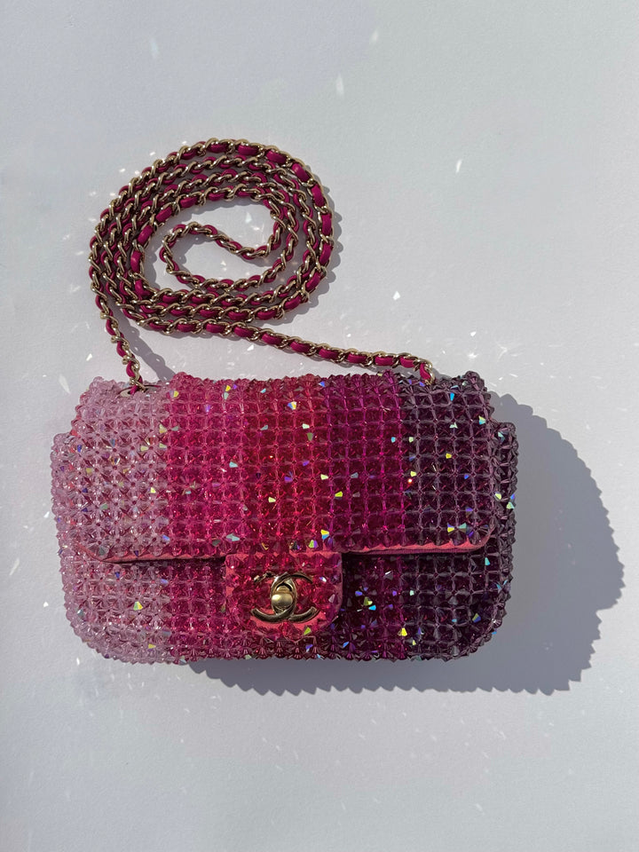 Chanel Pink Ombre Crystal Mini Flap